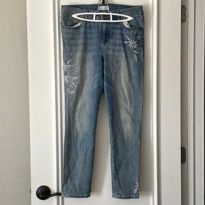 Loft modern skinny embroidered jeans